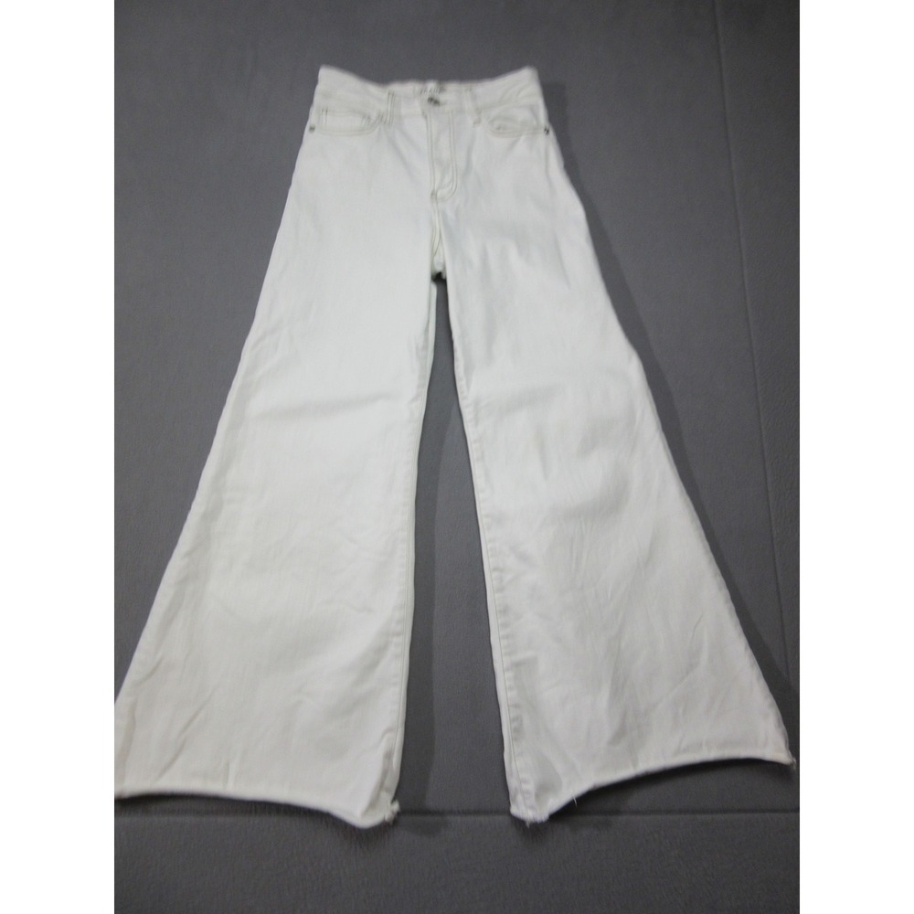 Frame Jeans Womens 26 White Wide Leg Flare Le Palazzo Crop Raw Hem High Rise